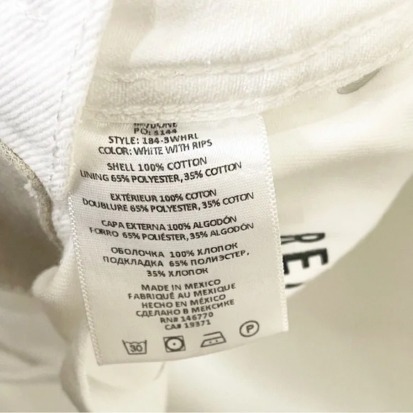 RE/DONE White Distressed 90's High Rise Loose Jeans in White With Rips Size 24 - Picture 9 of 10